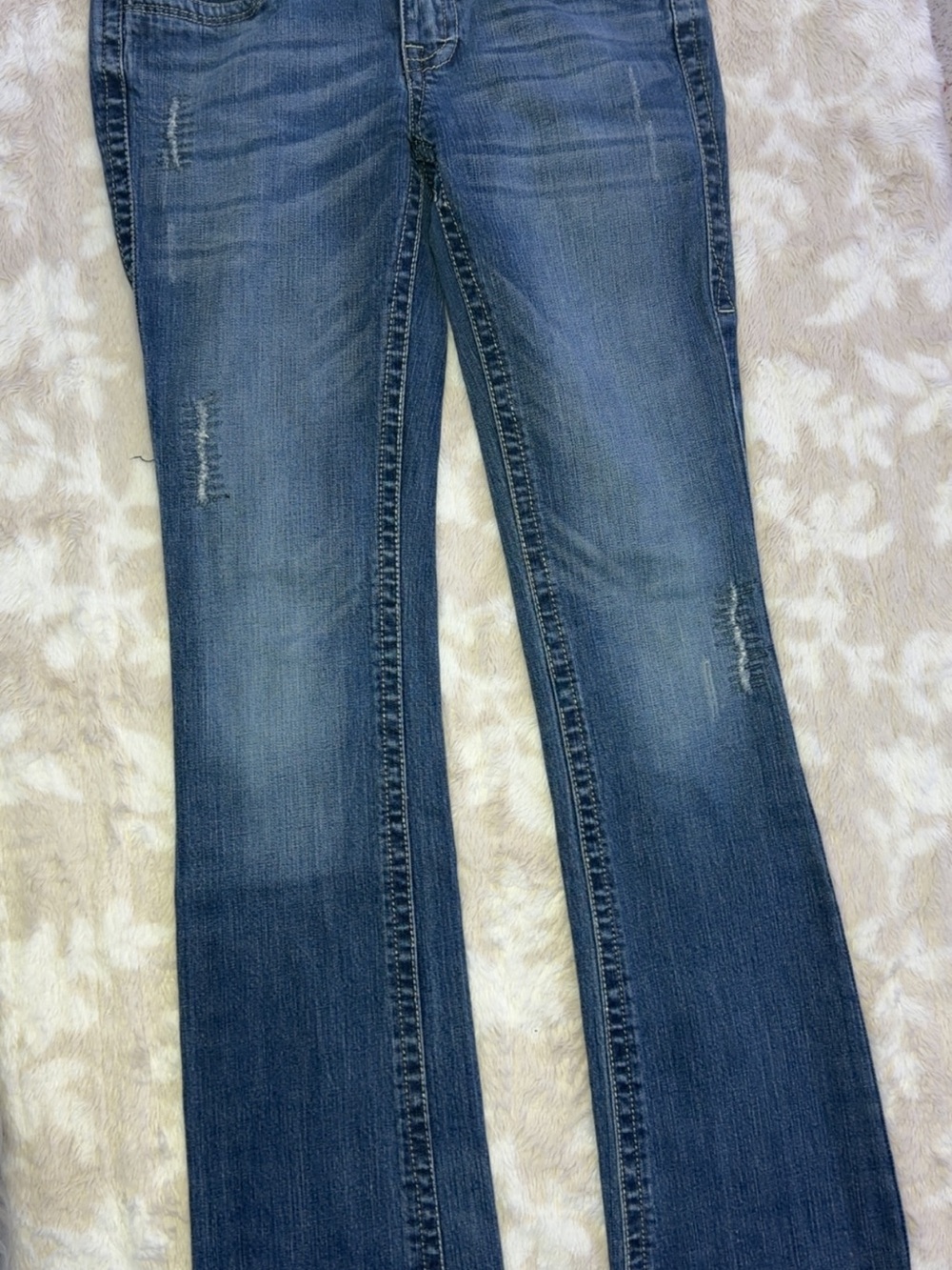 Cello Women's Medium Blue Flare Jeans with Light Distressing